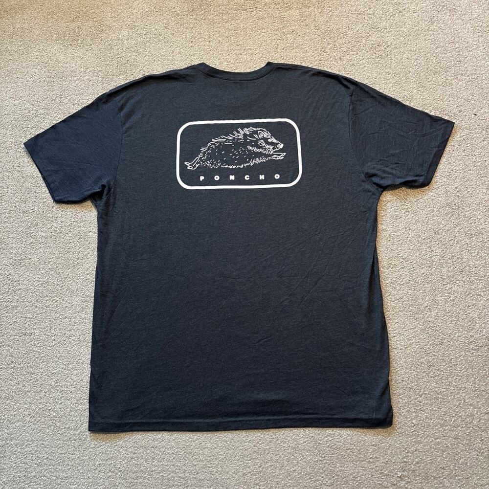 Poncho T-Shirt Mens 3XL Gray Animal Graphic Outdoor Hiking Nature Everyday Dad